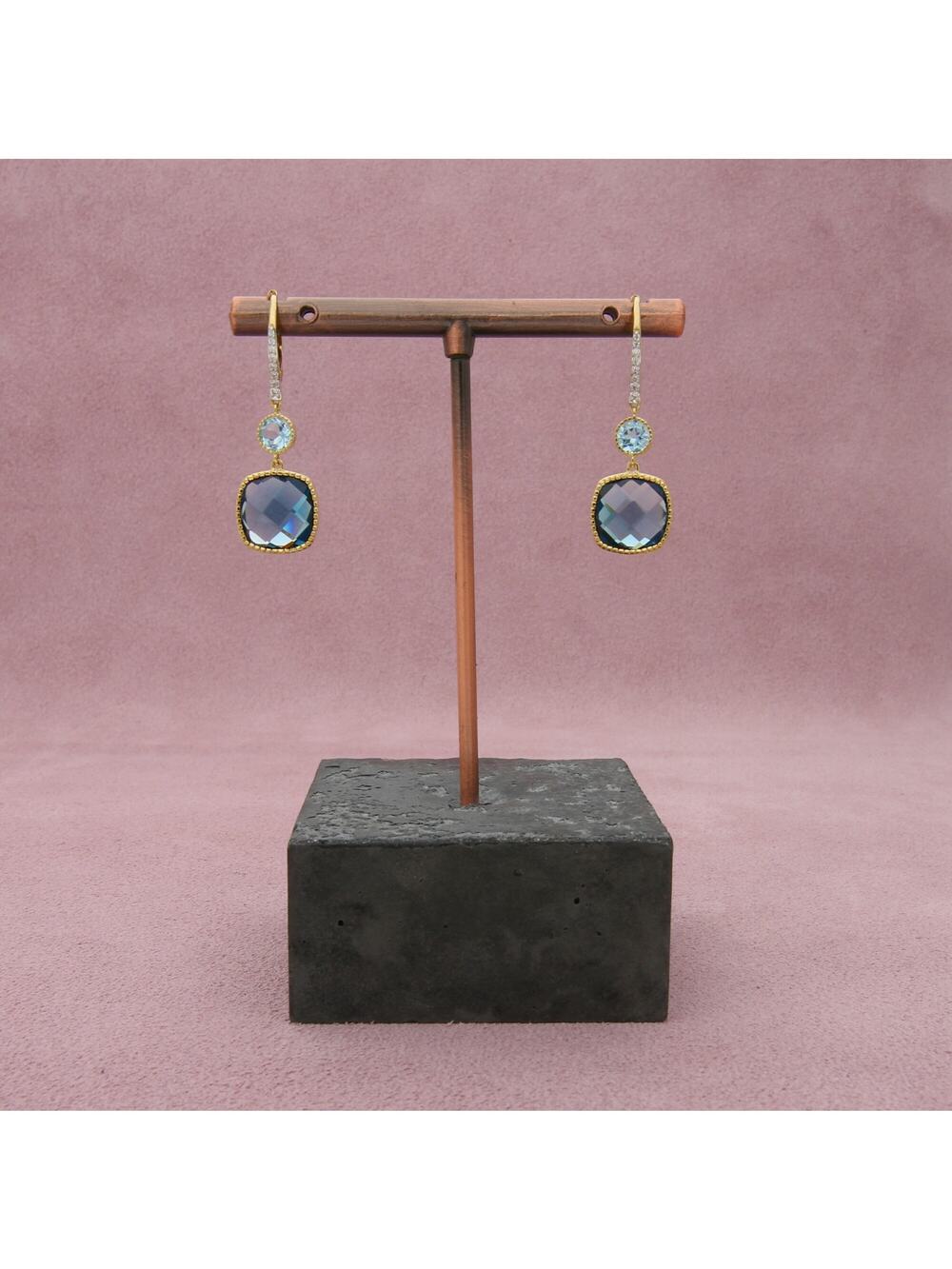 sloane street 18k yellow gold sky & london blue topaz diamond accents earrings